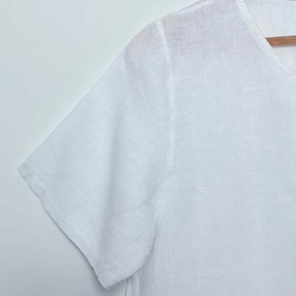 Terzo Millennio Italy Linen White Daisy Floral Eyelet Ruffle Hem Top Simple - Picture 4 of 11